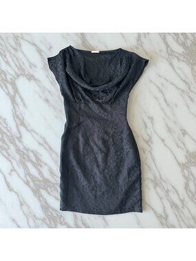 LOEFFLER RANDALL Black Silk Draped Neck Dress Size 2